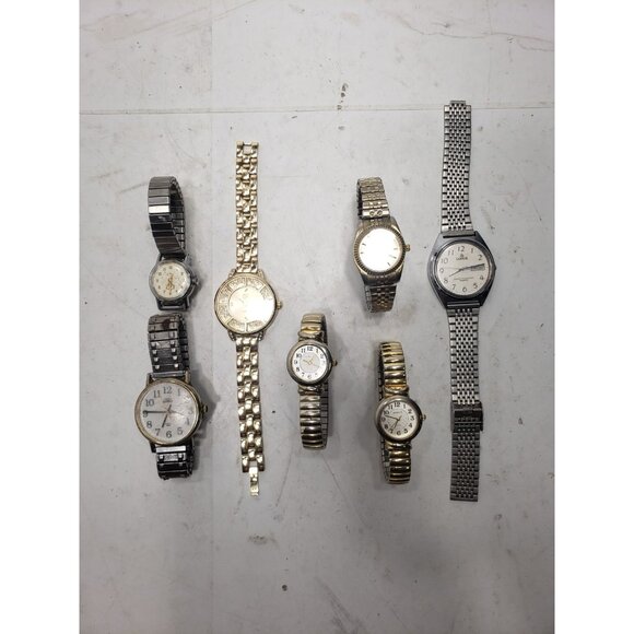 Mixed Lot Of 7 Women\'s Wrist Watches 2 Tone Untested For Parts Only main image 5